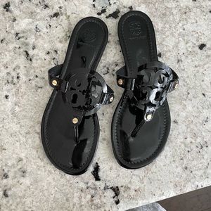 Black patent leather Tory Burch Miller sandal size 8
